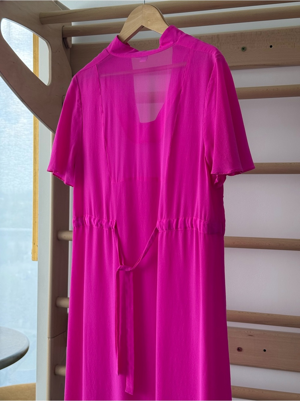Gretchen Jones 100% Silk Hot Pink High-Low Tunic Dress Sz S USA Made - Picture 3 of 5